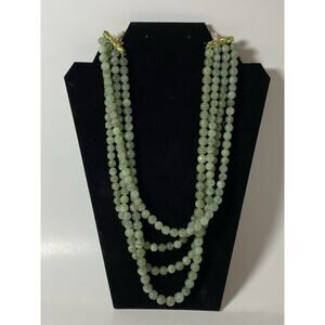 Natural Green Jadeite Beaded Multi Strand Necklace